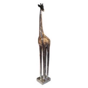 Giraf Abstrakt i polyresin sølv h:58cm
